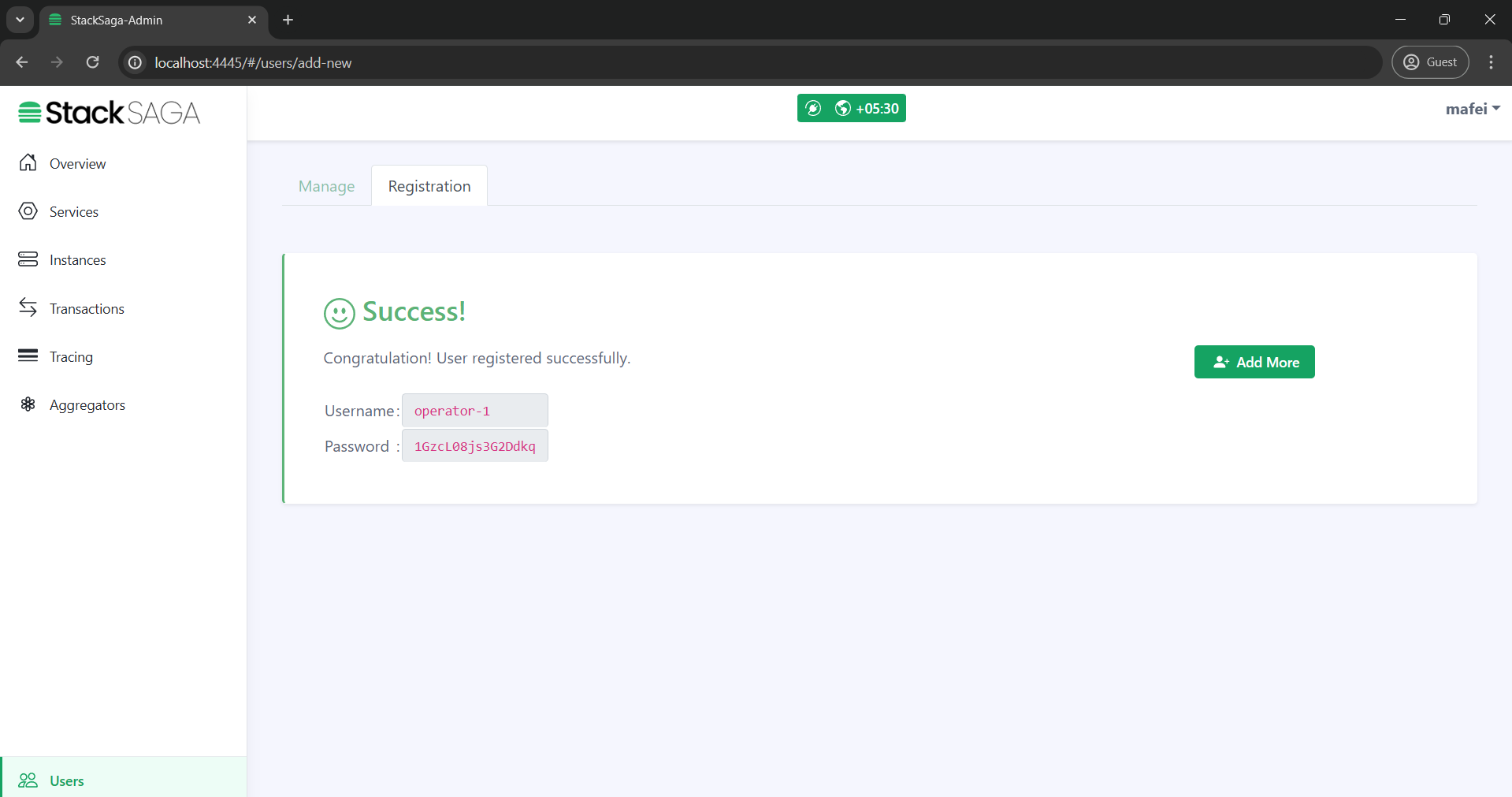 create operator user2