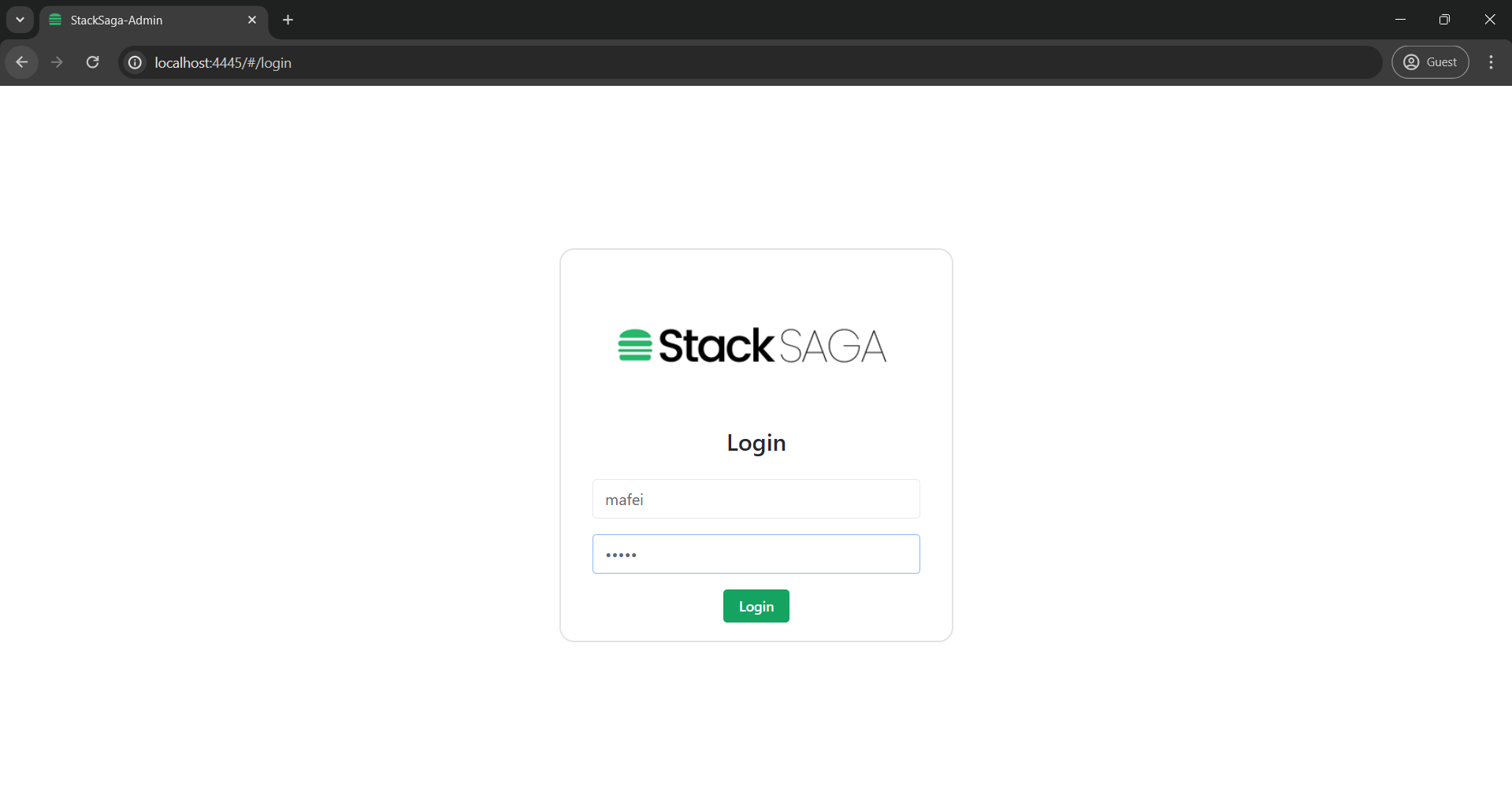 Admin login page - StackSaga